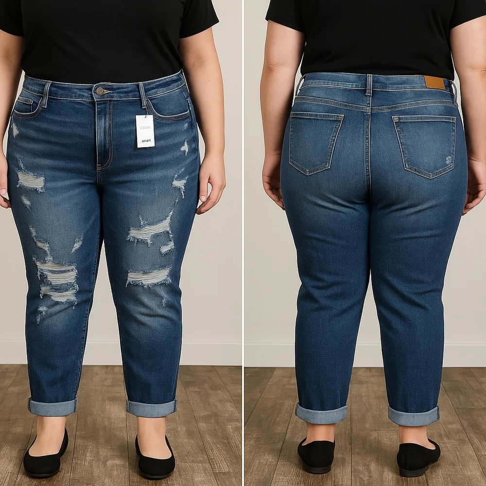 Judy Blue Boyfriend Fit Distressed Jeans – Size 13/31 (Fits as Plus Size 15) NEW